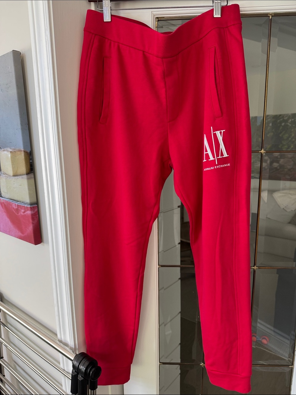 Armani Exchange Red AX Logo Joggers